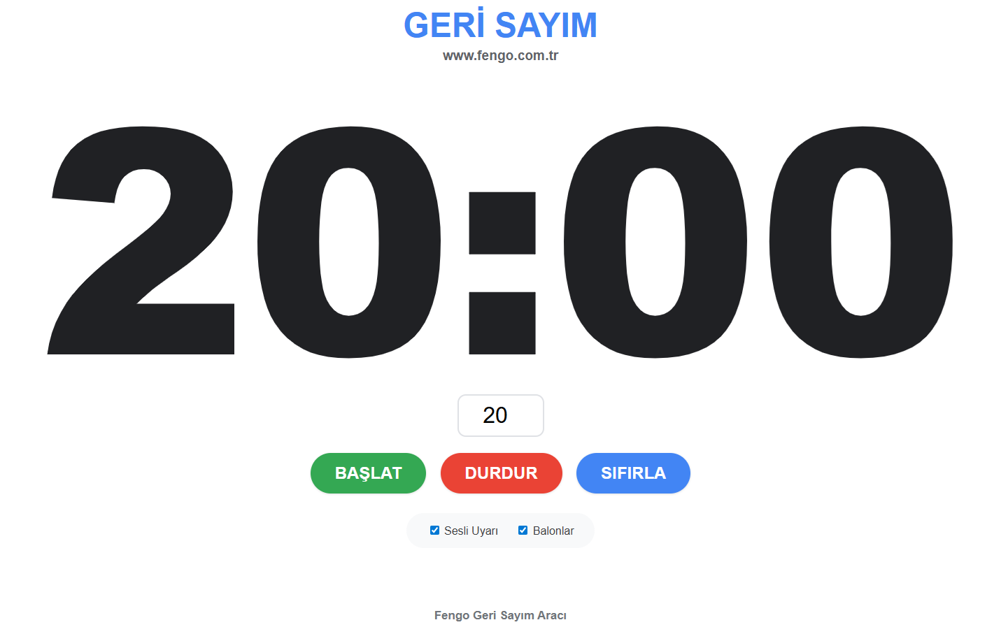 Online Geri Sayım Sayacı – Dersler İçin Akıllı Tahta Uyumlu | Fengo
