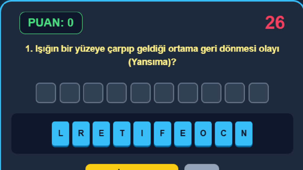 İNGİLİZCE FEN ANAGRAM